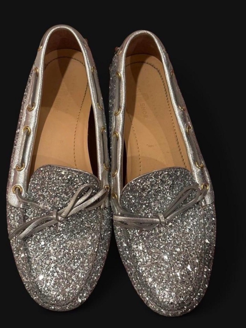 The Original Car Shoe Women's Glitter Bow Loafers - Silver